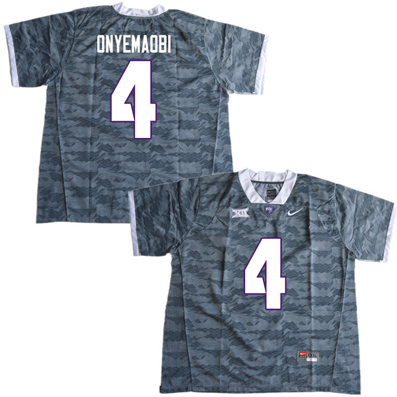 Men #4 Michael Onyemaobi TCU Horned Frogs College Football Jerseys Sale-Gray - Click Image to Close
